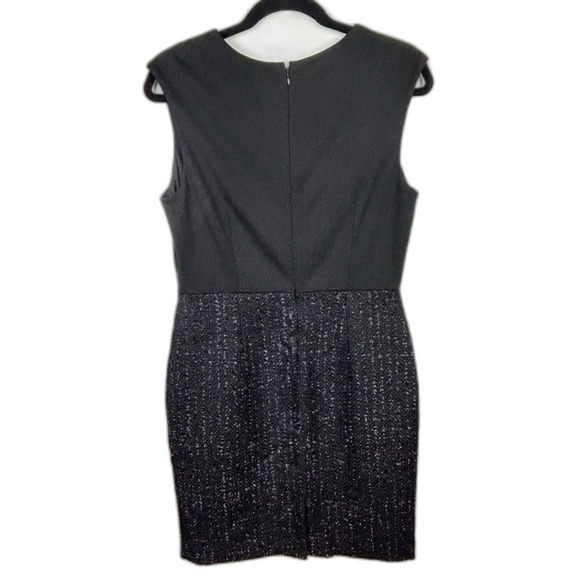 NWT Ann Taylor Black Sleeveless Sheath Dress Tweed Shimmer Bottom Petite 6 6P - Picture 4 of 12